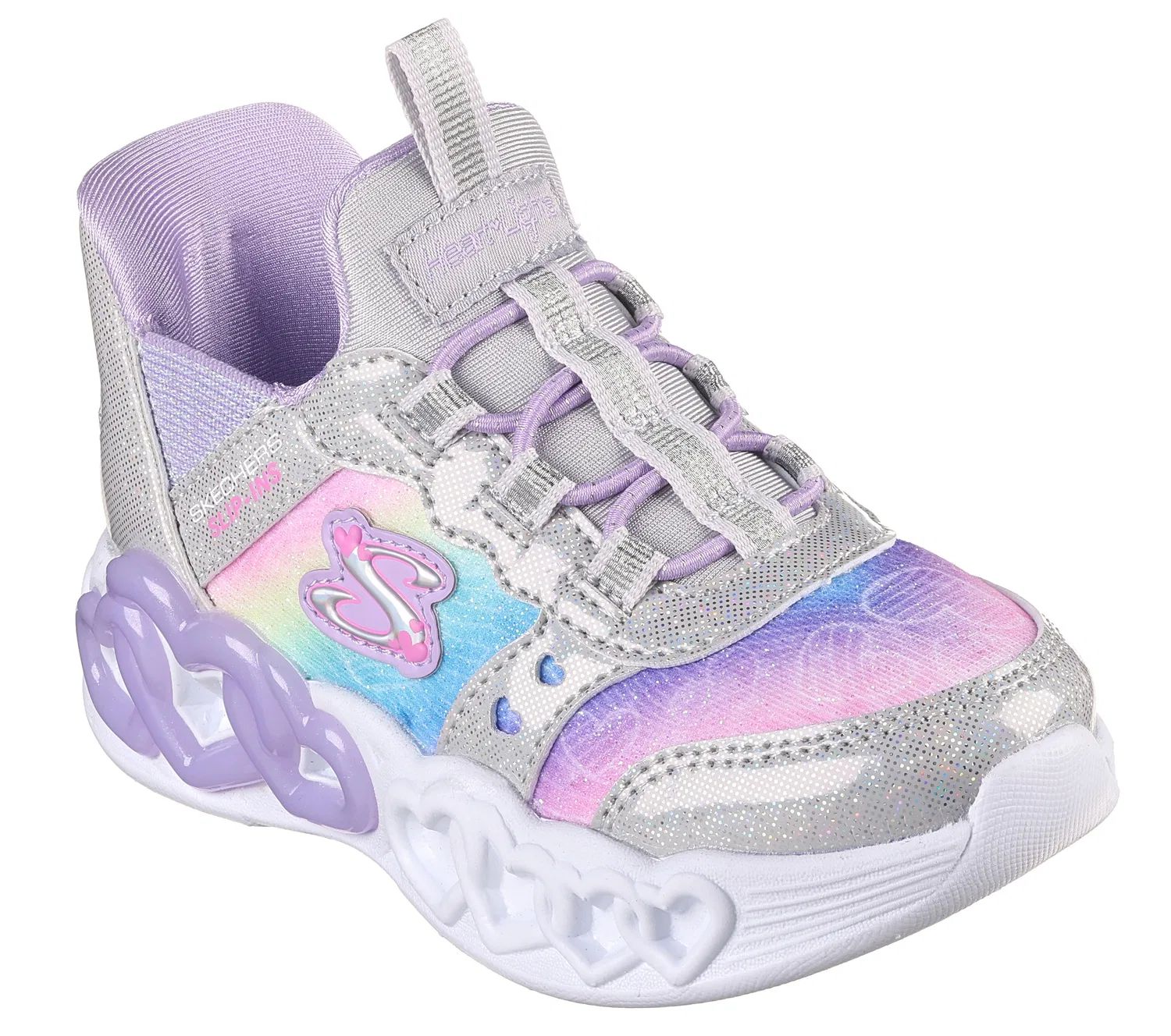 Детские кроссовки со светящейся подошвой INFINITE HEART LIGHTS ETERNAL SHIMMER Skechers, Цвет Silver