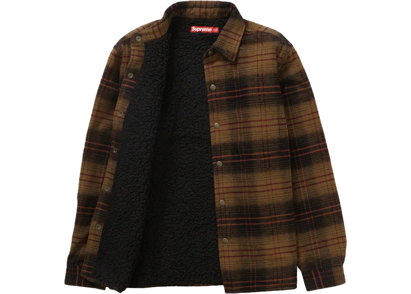 Мужская рубашка с принтом Supreme Lined Flannel Snap Shirt, Black — фото 2