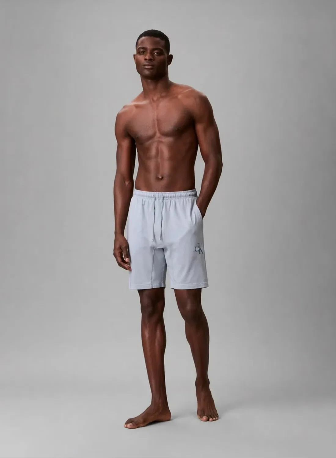 Шорты пижамные с логотипом монограммы Calvin Klein, синий — фото 3