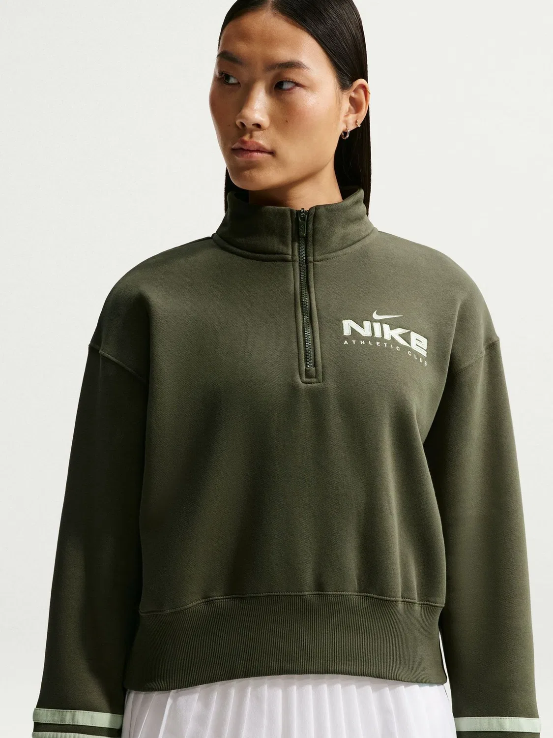Толстовка оверсайз с четвертью молнии Nike Khaki Green, хаки