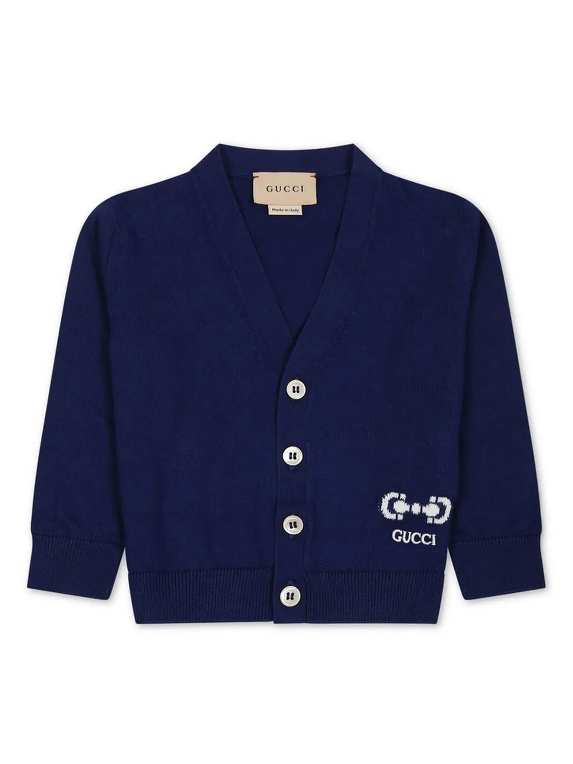Кардиган с принтом Horsebit Gucci Kids, синий