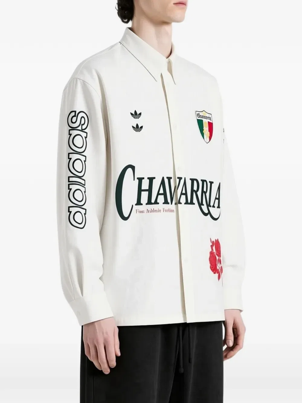 Рубашка на пуговицах с принтом логипа Willy Chavarria Adidas, белый — фото 3