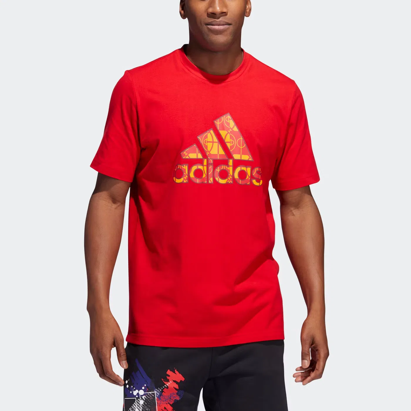 Футболка баскетбольная с крупным логотипом Adidas, красный — фото 2