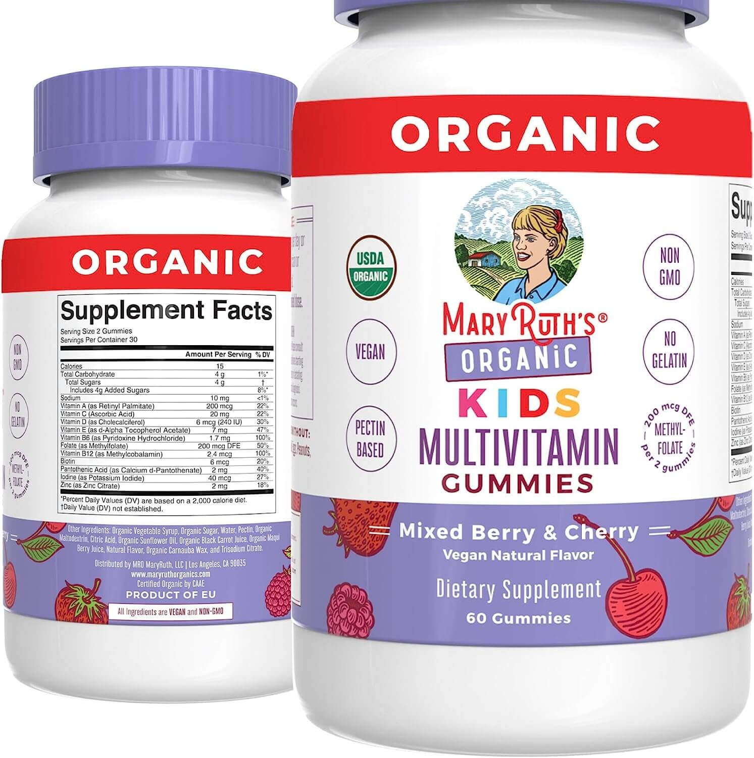 

Витаминные жевательные конфеты MaryRuth Organics Kids Multivitamin, 60 таблеток