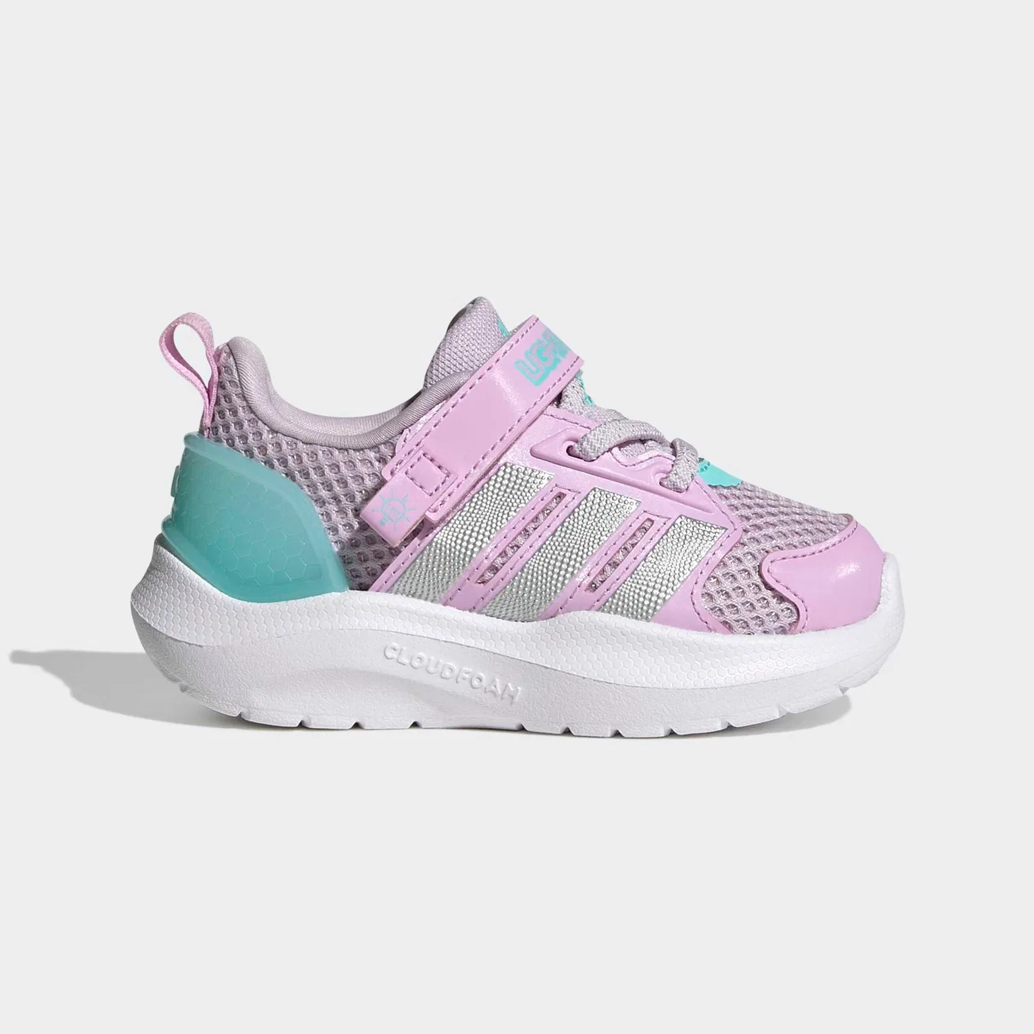 Детские кроссовки со светодиодной подсветкой Adidas Sportswear, Ice Lavender/Silver Metallic/Flash Aqua — фото 2