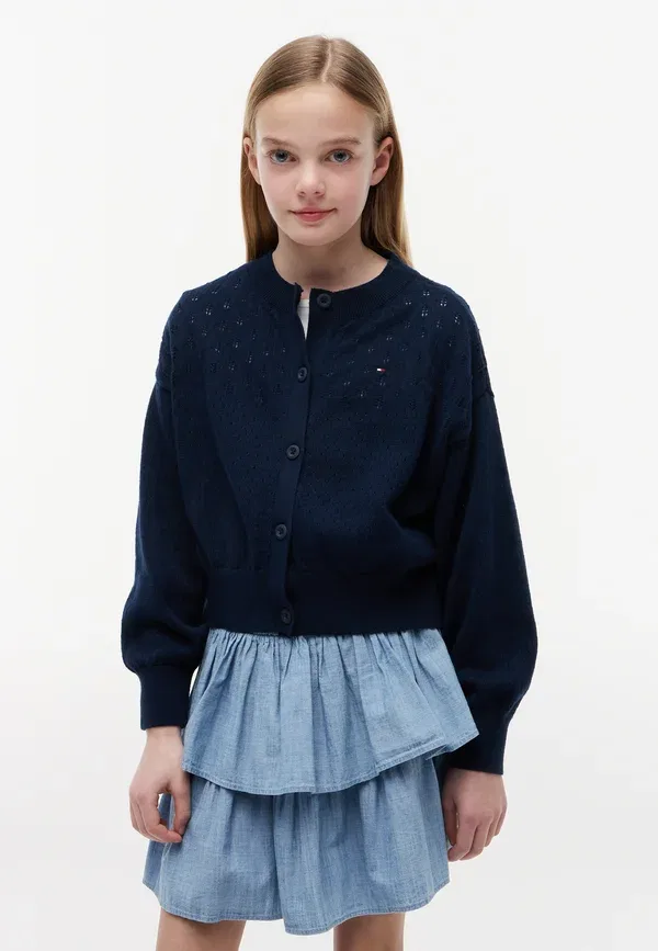 Кардиган хлопковый Pointelle Tommy Hilfiger Dark Night темно-синий