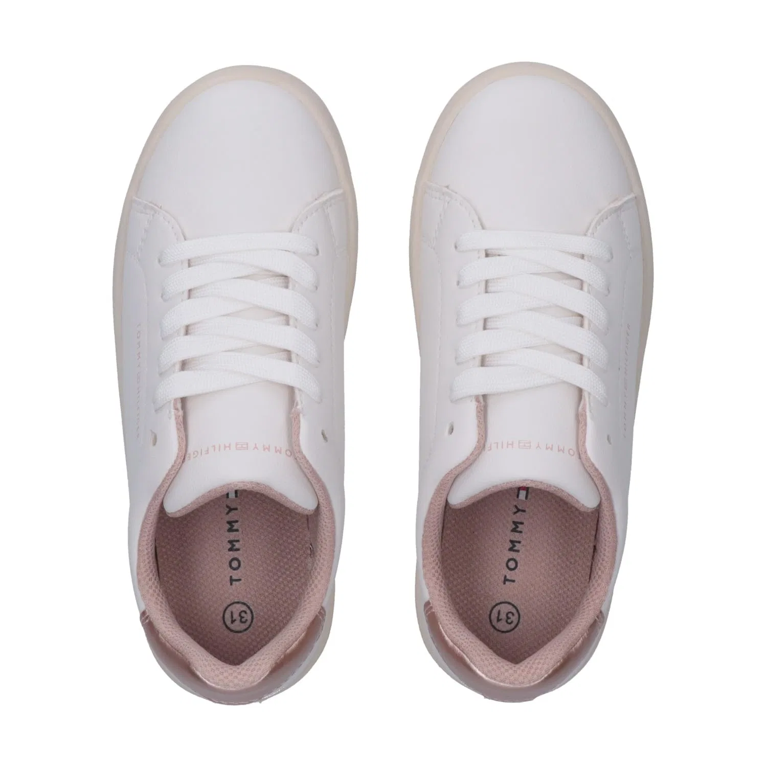 Детские кроссовки для девочек на шнуровке Jack Tommy Hilfiger, Off White Rose Gold — фото 3