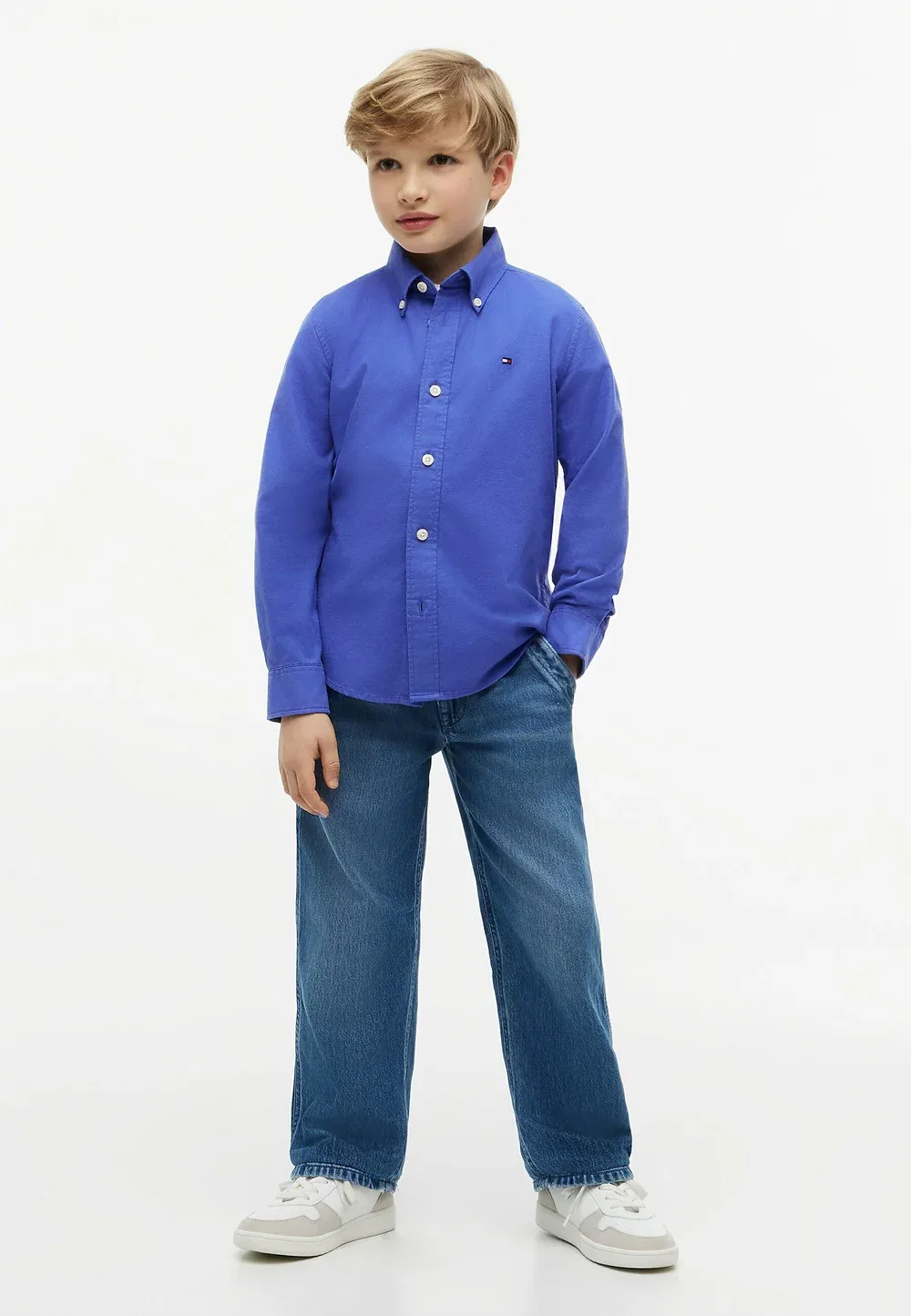 Рубашка с флагом Оксфорд (длина) - рубашка Tommy Hilfiger, Noble Blue