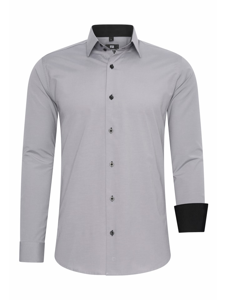 

Рубашка делового покроя, облегающего кроя, из высококачественного хлопка-стрейч, серого цвета Rusty Neal