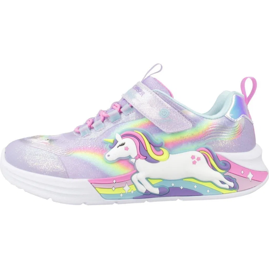 Детские кроссовки с принтом Unicorn Chaser Skechers, Royal Purple Multicolor Pink — фото 2