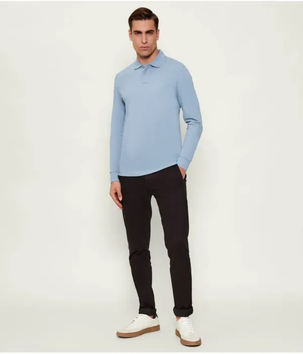 Поло Прохожий slim fit Boss Orange, небесно-голубой — фото 2
