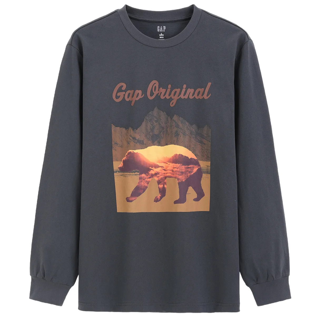 Футболка весенняя свободного кроя повседневная унисекс GAP, темно-серый