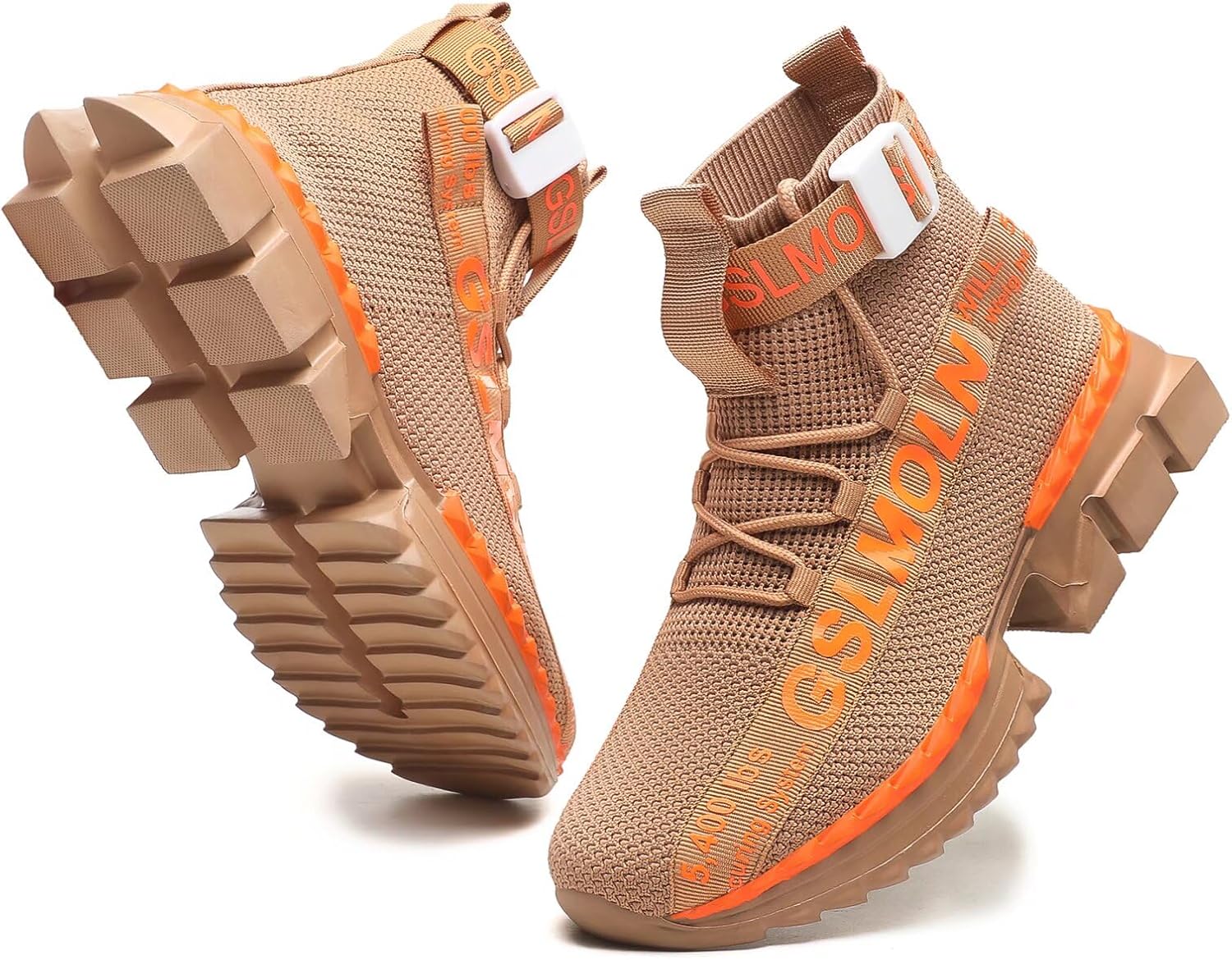 

Мужские высокие кроссовки Jakcuz больших размеров, дышащие, для спорта, бега, ходьбы и тенниса, удобные, модные на платформе, коричневый