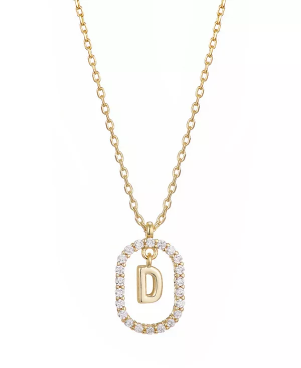 

Ожерелье с плавающей буквой из позолоченного кубического циркония Adornia, gold-d