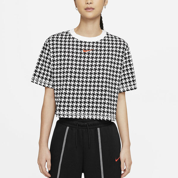 Футболка (WMNS) Nike Sportswear Icon Clash Casual Sports Houndstooth Short Sleeve Black T-Shirt, черный — фото 2