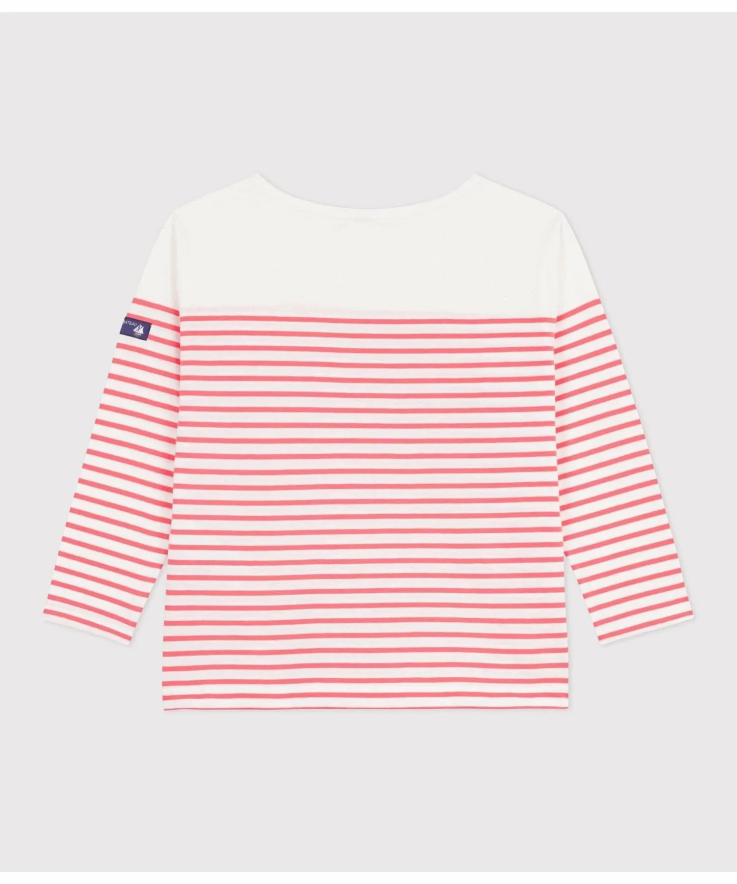Пуловер Marinière с длинными рукавами PETIT BATEAU, Off-white/orange — фото 3