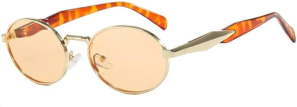 

Ретро круглые металлические солнцезащитные очки для женщин и мужчин, модные солнцезащитные очки с леопардовым принтом, стильные очки с защитой от УФ-излучения UV400 HYYZZC, Gold Champagne