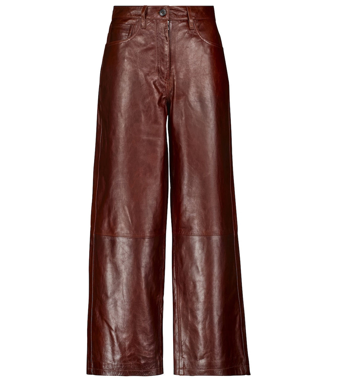 

Широкие кожаные брюки с высокой талией Dries Van Noten, коричневый