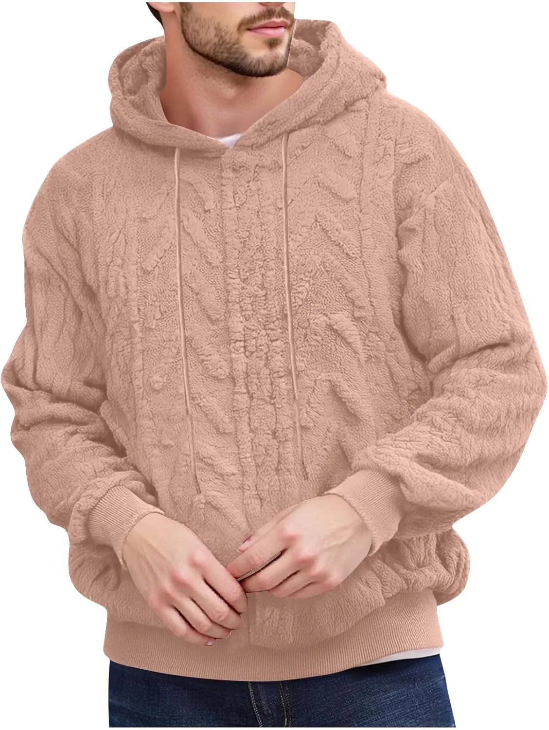 

Толстовка с капюшоном Fuzzy Sherpa для мужчин, флисовая, кабельная вязка