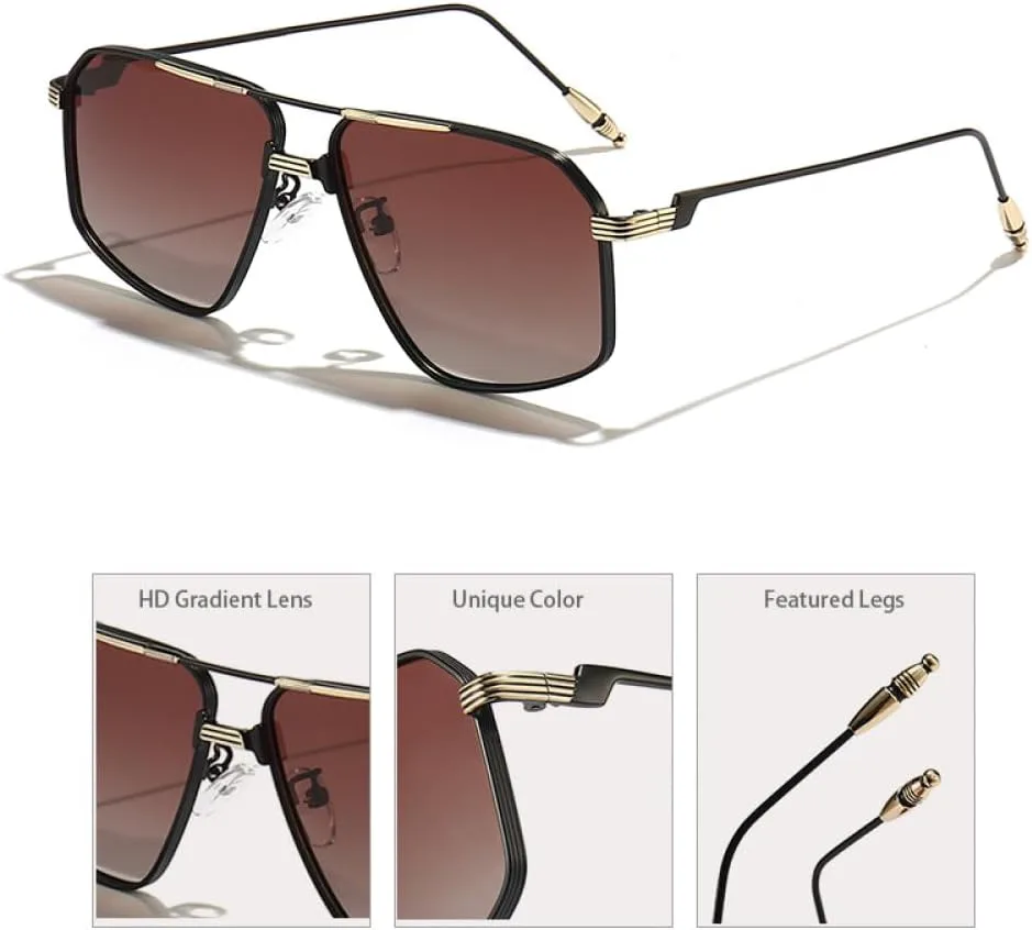 

Солнцезащитные очки MUTYNE Square Metal для мужчин, классические солнцезащитные очки с градиентным двойным лучом для женщин, специальные очки UV400, C05 Tea Tea