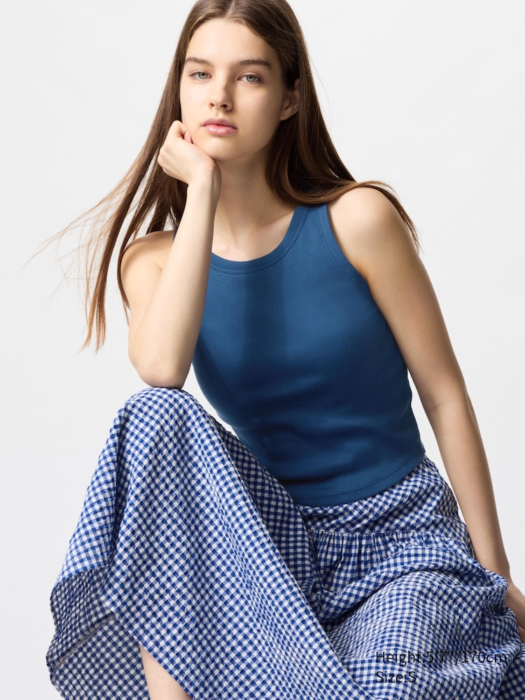 

Майка женская в рубчик Uniqlo, цвет 66 синий