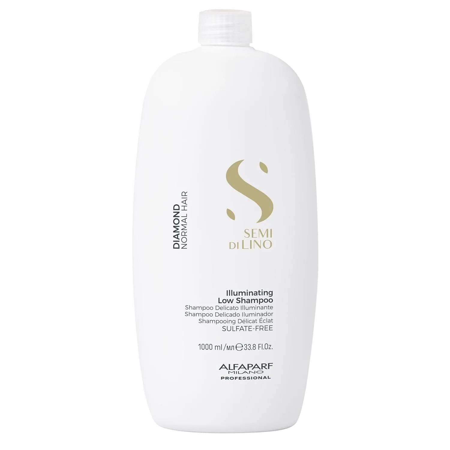 ALFAPARF MILANO Semi di Lino Diamond Shine осветляющий шампунь без сульфатов - придает блеск и сияние, без парабенов и парафина, безопасен для окрашенных волос, профессиональное качество 1000 мл (.), green