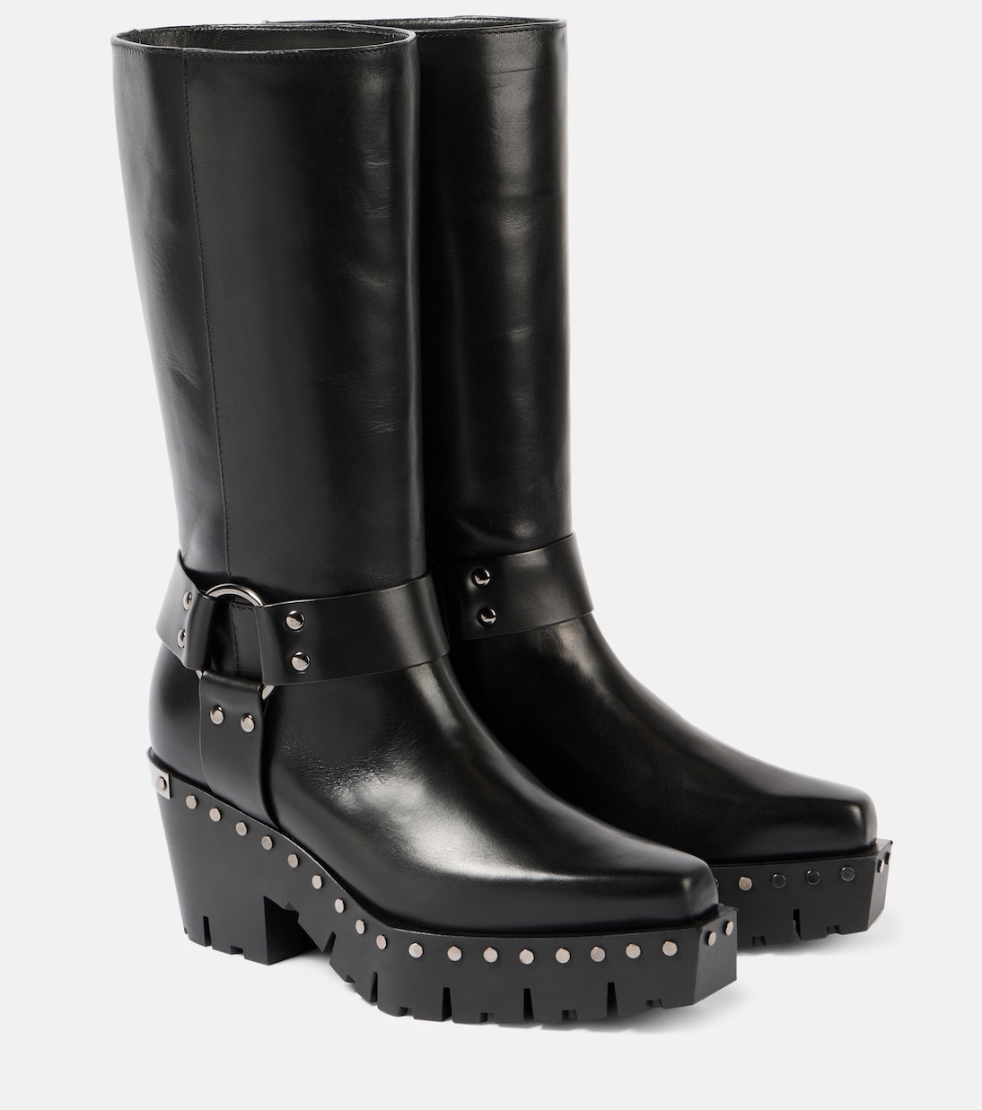 Кожаные байкерские ботинки Quinn 75 с заклепками Jimmy Choo, черный
