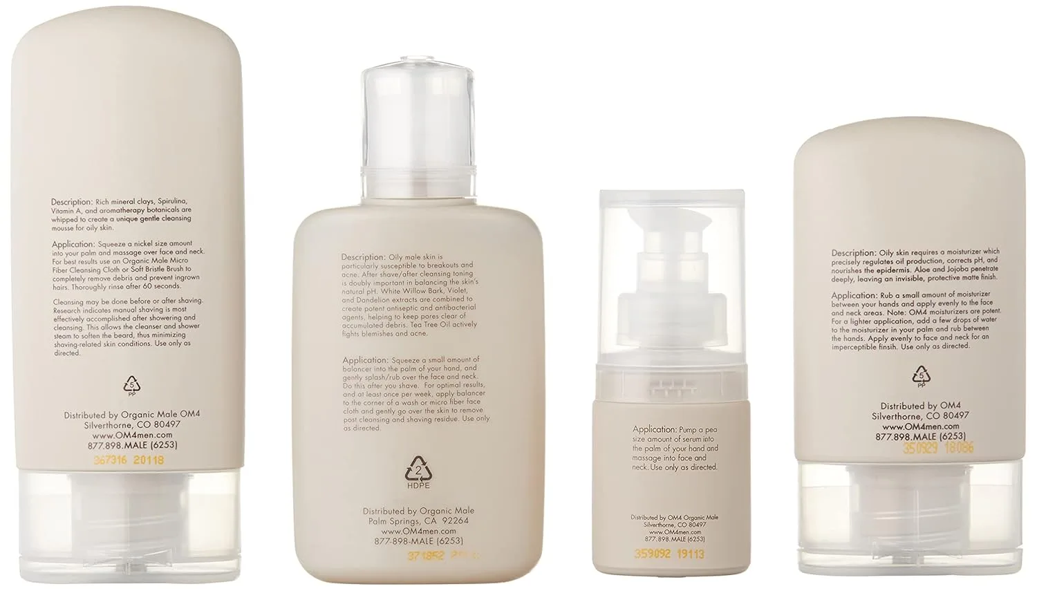 Organic Male OM4 Oily Collection 4-ступенчатый набор для ухода и дорожная сумка - 4 предмета: очищающее средство, тоник, сыворотка и увлажняющий крем для мужчин — фото 4