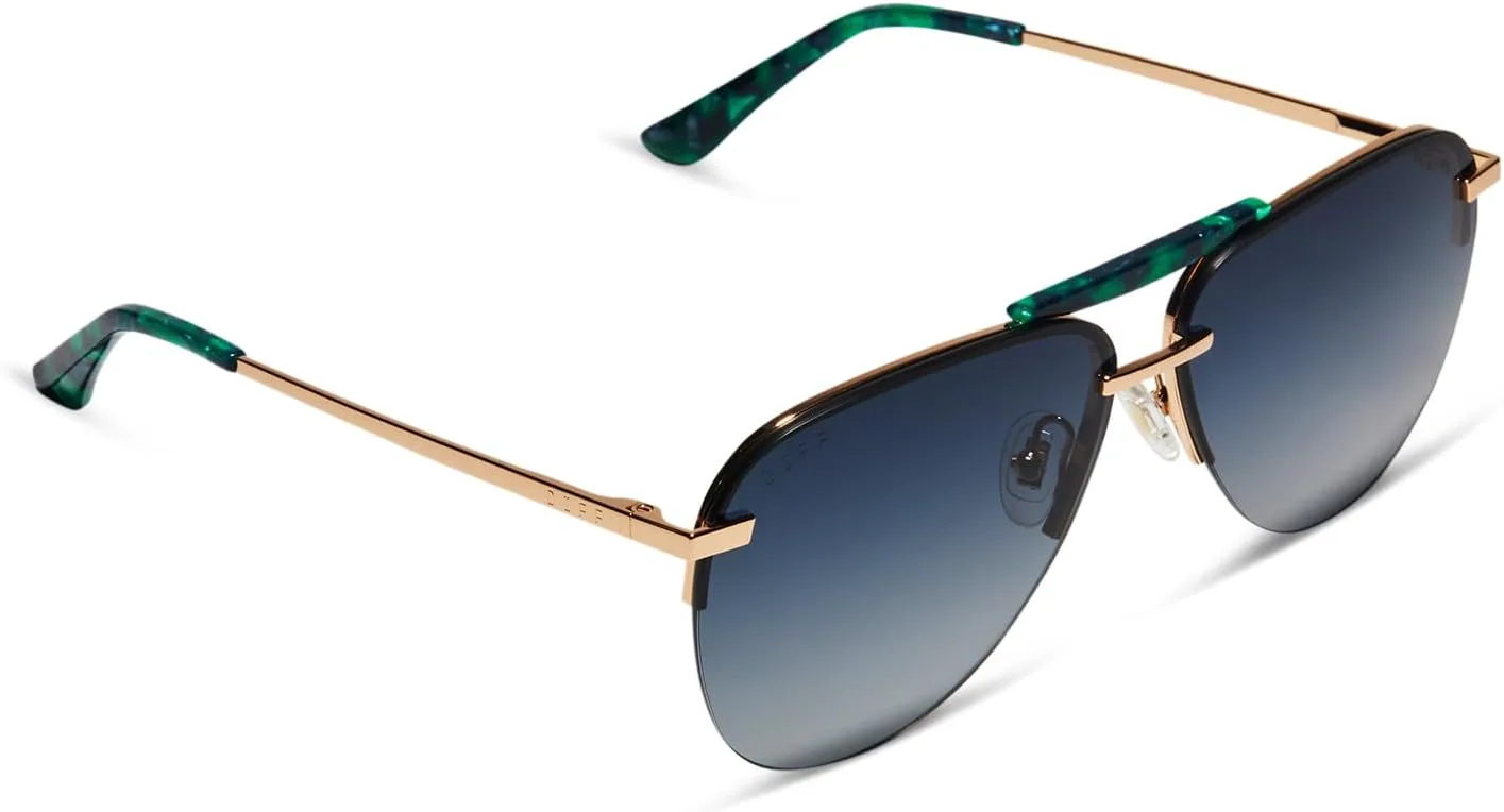 

DIFF Tahoe | Дизайнерские солнцезащитные очки-авиаторы большого размера для женщин | Защита от УФ-излучения UV400, золотистая оправа, Gold + Grey Gradient