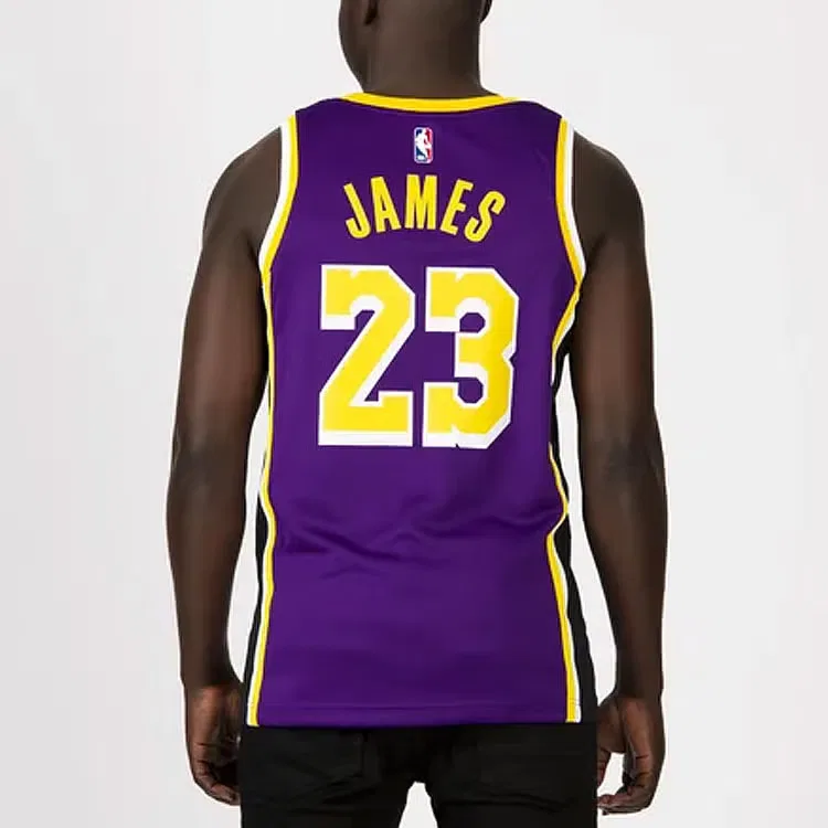 Футболка-джерси баскетбольная с принтом Los Angeles Lakers LeBron James Jordan, фиолетовый — фото 4