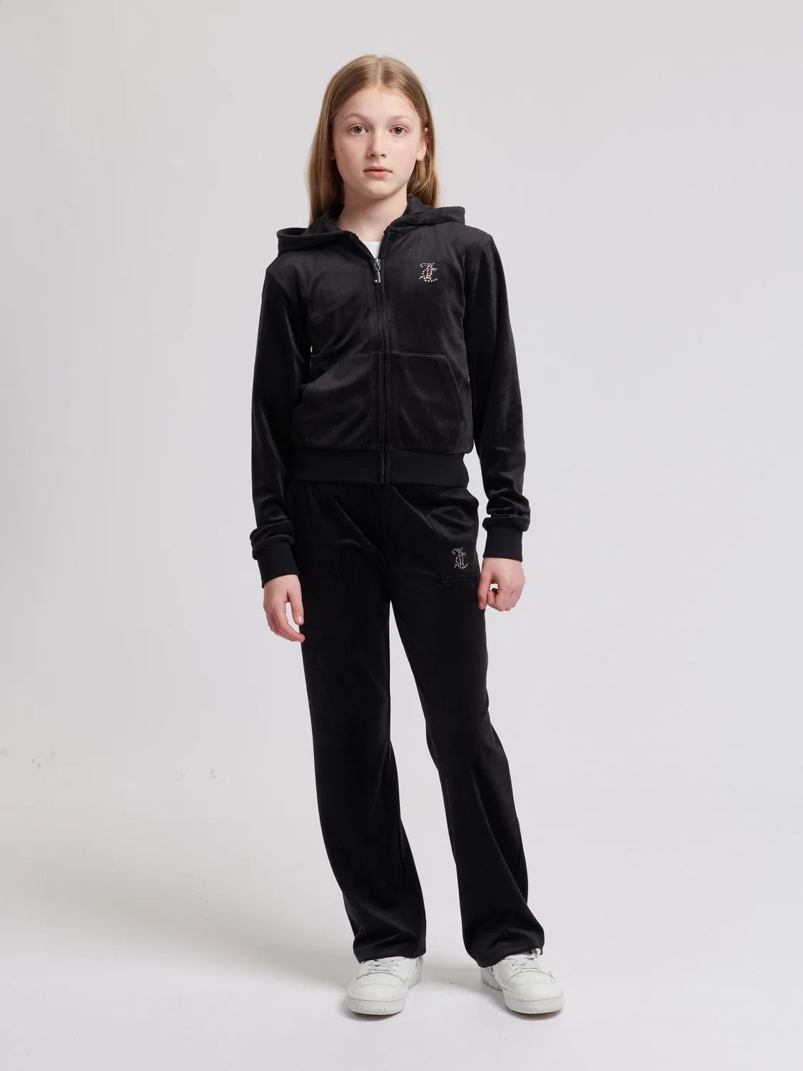 Худи Juicy Couture Mini Diamante Zip Hoodie, черный — фото 3