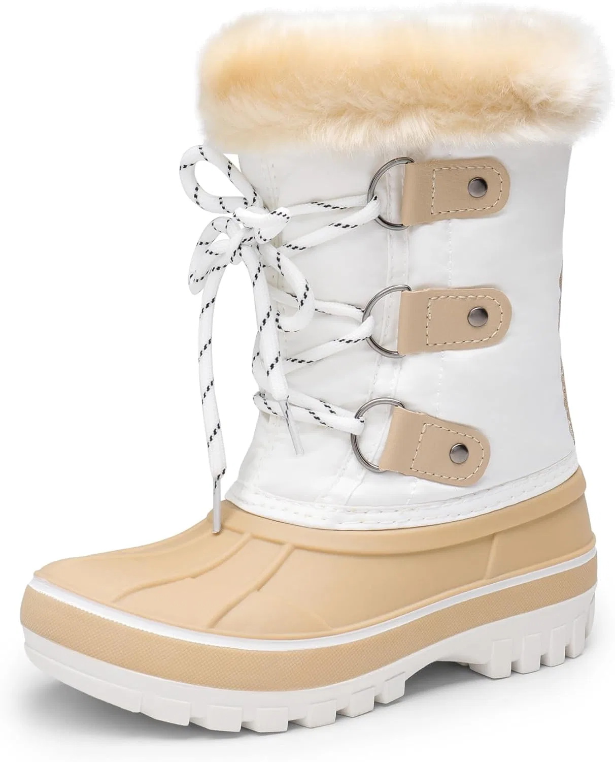 Детские зимние водонепроницаемые снежные ботинки DREAM PAIRS, Beige/White