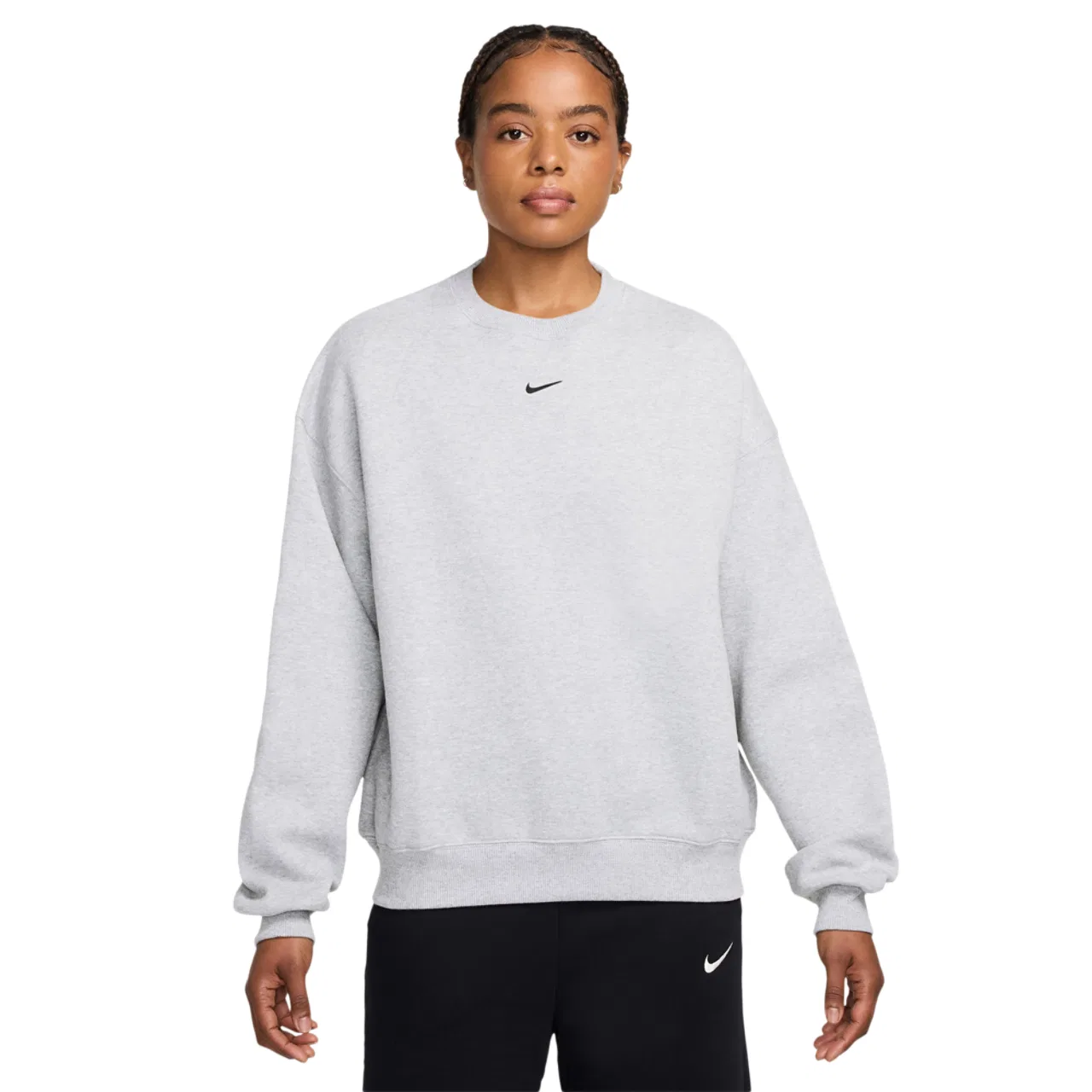 Женский флисовый свитшот Studio Fleece Oversized Nike, цвет Black/Birch Heather