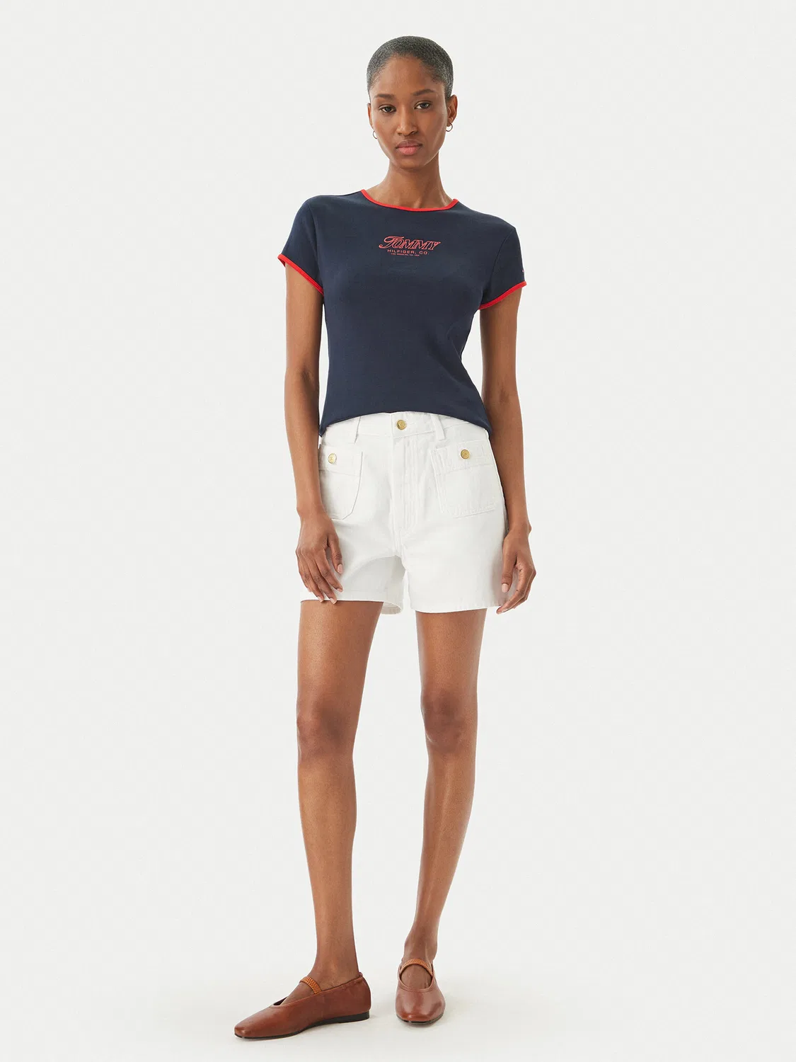 Женская футболка приталенного кроя Logo Graphic Ringer Tommy Hilfiger, темно-синий — фото 2