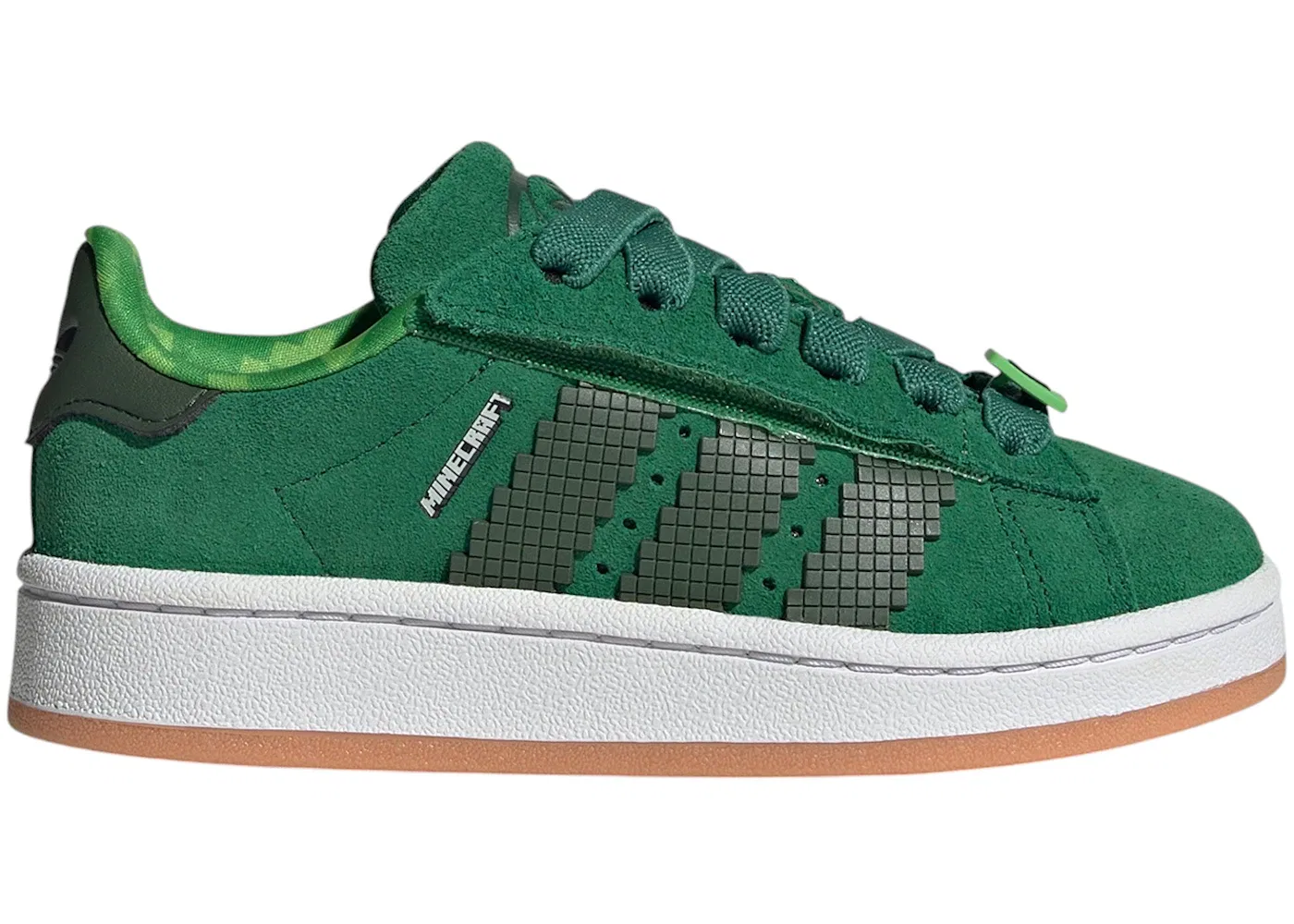 Детские кроссовки Lifestyle с удобной застежкой Adidas Campus 00s Comfort Closure Minecraft Camp Green Black White Gum, Green/Black/White/Gum