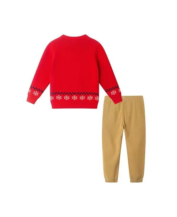 Детский комплект для мальчиков с принтом Gingerbread Dino Fair Isle Sweater & Pant Set Andy & Evan, Red Ginger — фото 2