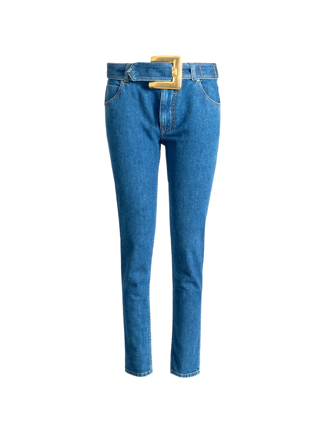 Джинсы с ремнем, синие Balmain, синий