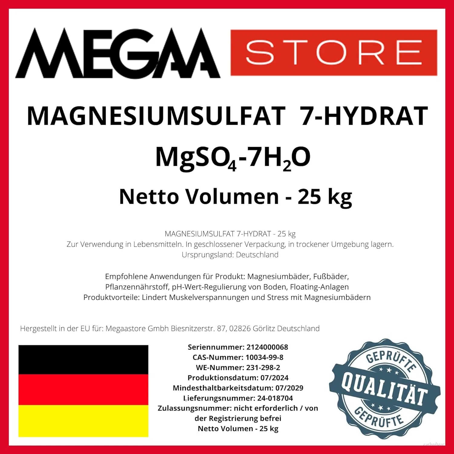 Соль для ванн Эпсом Megaastore, 25 кг, Белый — фото 2