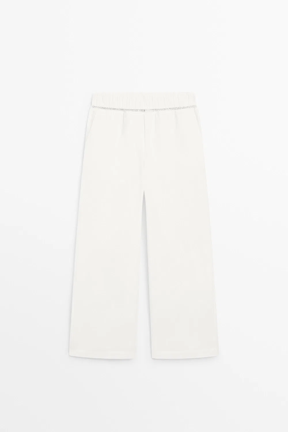 Брюки Massimo Dutti Studio 100% Cotton Elasticated, кремовый — фото 2