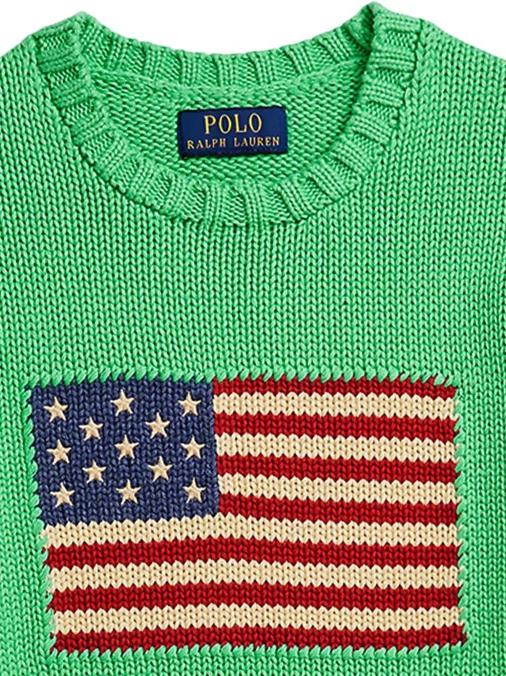 Свитер связанный интарсией с флагом POLO RALPH LAUREN KIDS, зеленый — фото 2
