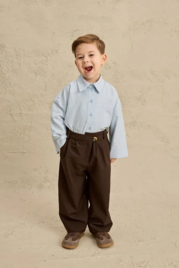 Детские брюки для девочек плиссированные Fahhar Kids, Brown — фото 3