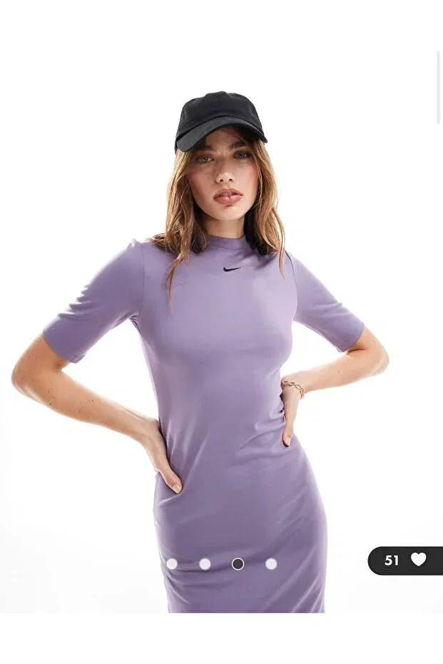 Женское платье-миди с коротким рукавом Sportswear Essential Nike, Purple — фото 3