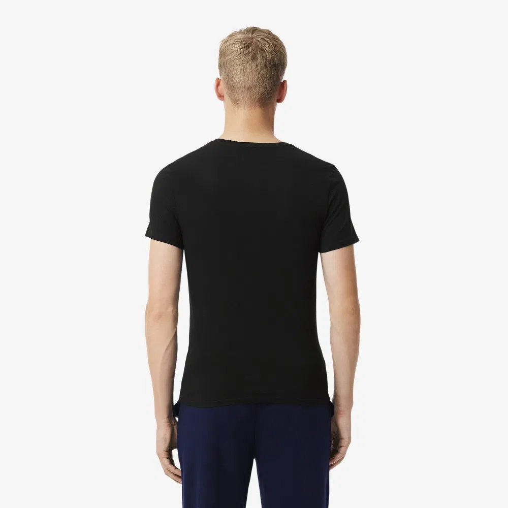 Футболка мужская Lacoste с V-образным вырезом, набор 3 шт, черный — фото 3