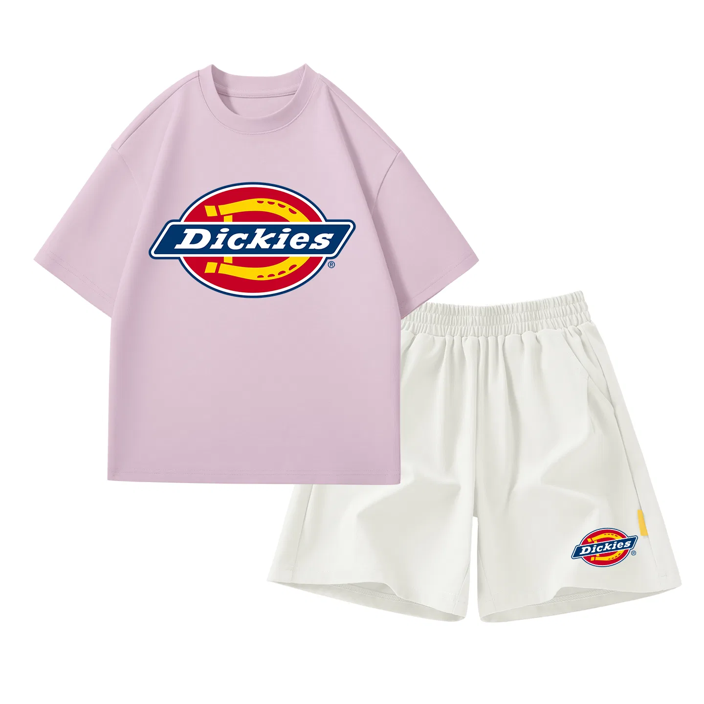 Детский спортивный комплект с принтом Dickies, Pure Smoke Pink+S Logo K_Bottom Right Mist White