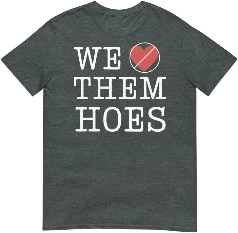 Мужская футболка с принтом We Don't Love Them Hoes, тёмно-серый меланж