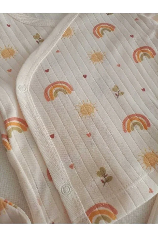 Детский комплект для новорожденных хлопковый Rainbow Pattern Viamaris, Ecru — фото 2