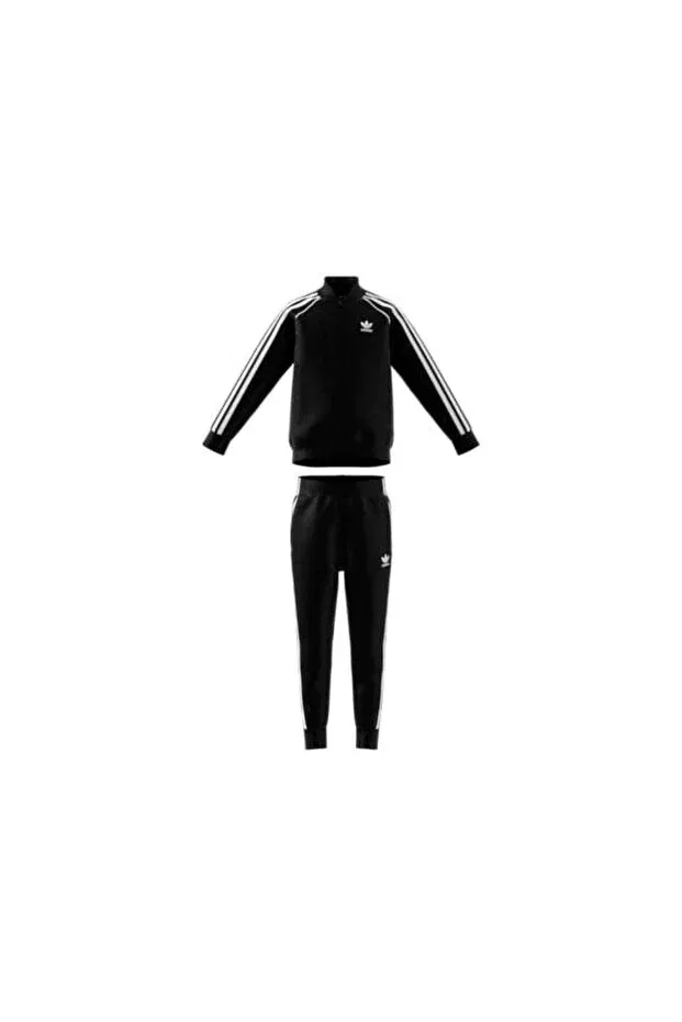 Детский спортивный комплект для девочек с длинным рукавом Adidas, Black — фото 4