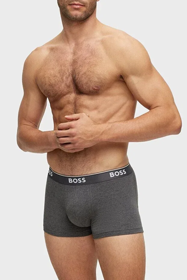 Мужские боксеры с эластаном комплект 3 шт Boss, Gray-Black — фото 2