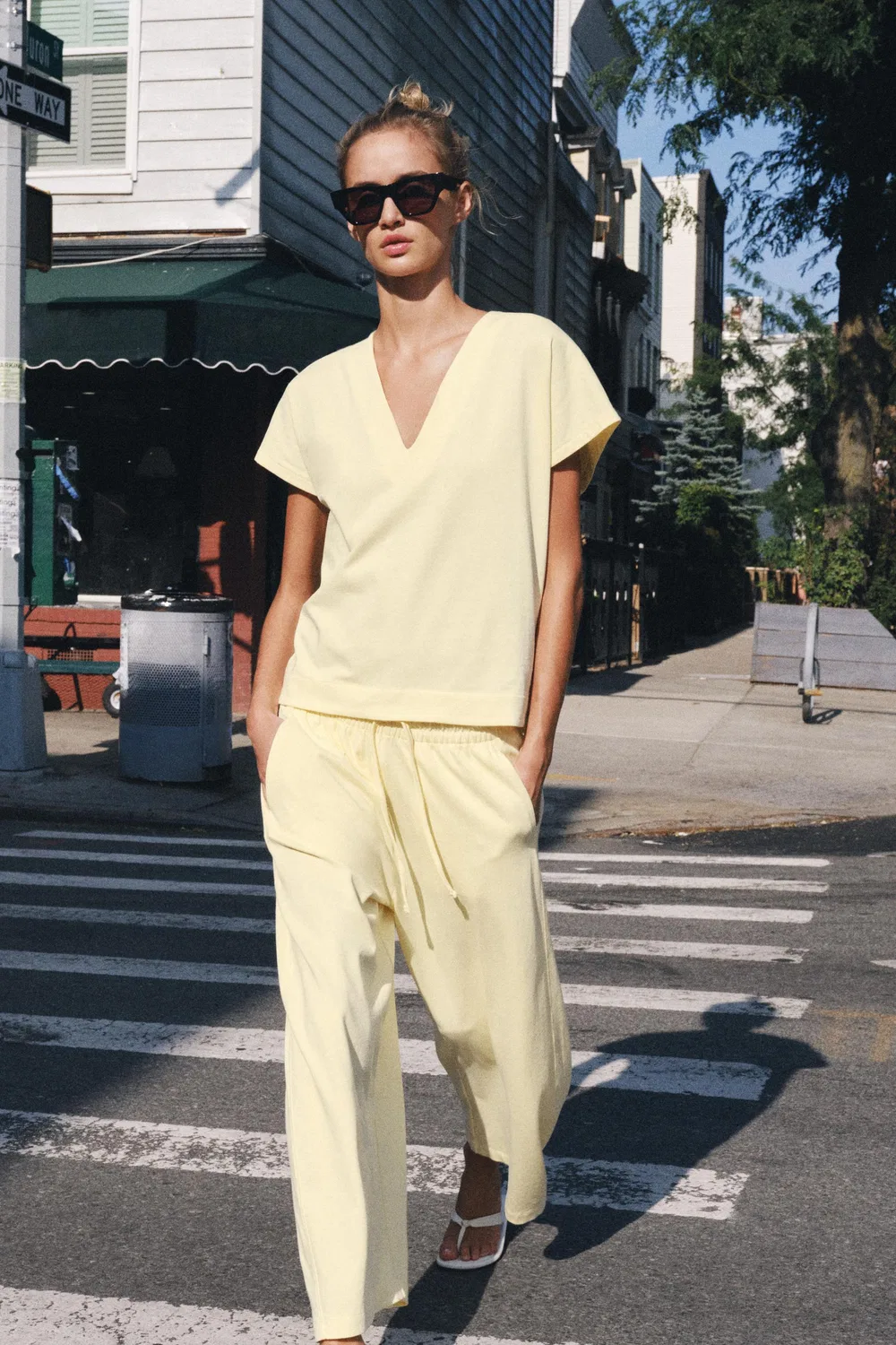 Брюки прямого типа ZARA, Yellow