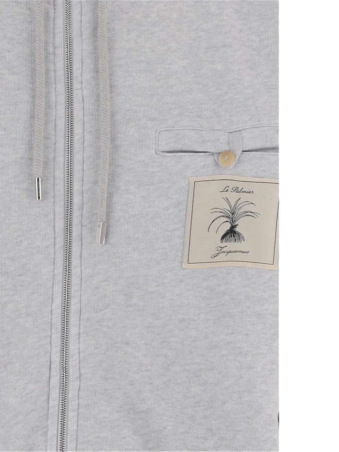 Худи на молнии с вышивкой серое Jacquemus, серый — фото 2
